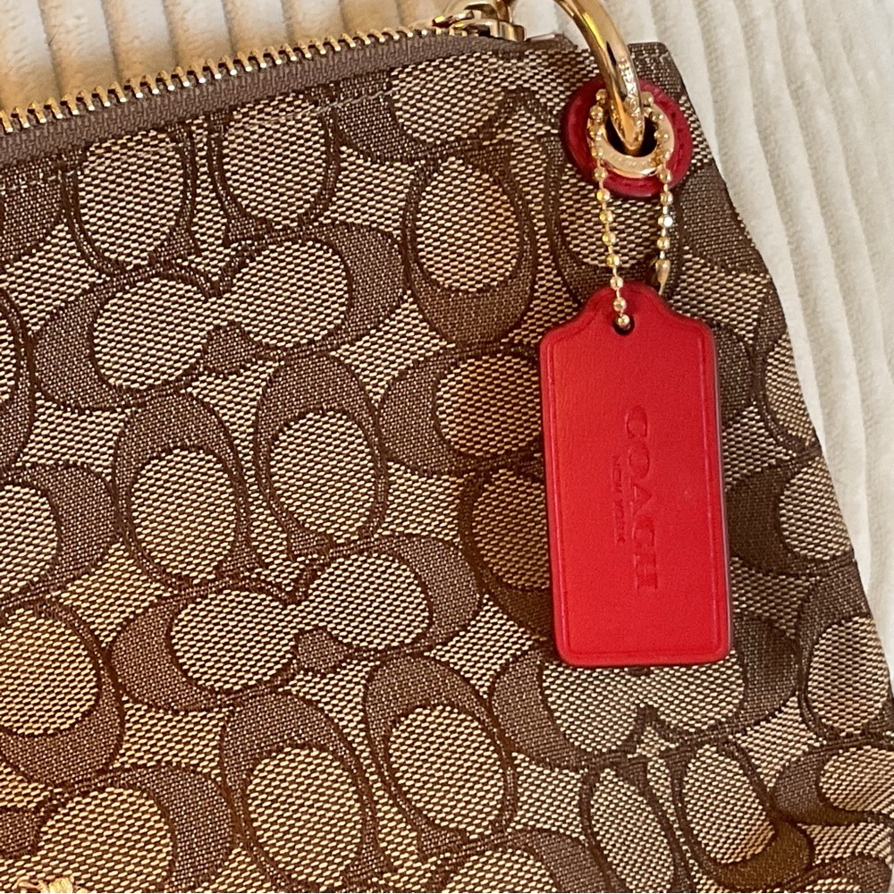 Authentic COACH Signature Crossbody Bag New tag Khaki/Red - Picture 5 of 14